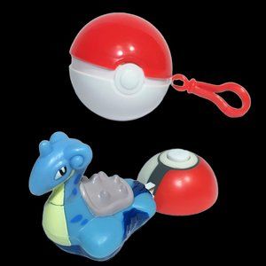 1999 Pokemon Blue Lapras Burger King Toy w/ Poke’ Launcher Nintendo Poke Ball